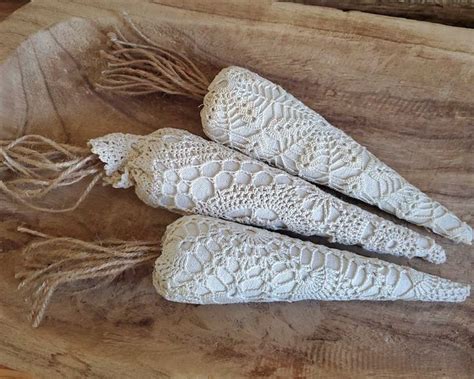 Antique Crochet Carrots Set Of 3 Easter Spring Farmhouse Decor Etsy