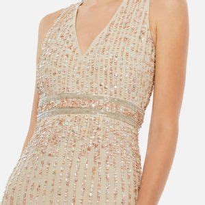 Mac Duggal Dresses Mac Duggal Sequined Sleeveless Vneck Nude