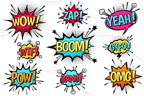 Comic Explosion Speech Bubbles Custom Designed Graphics Creative