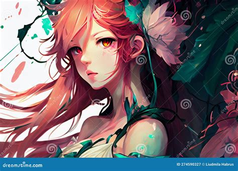 Anime Portrait Of A Beautiful Girl Generative Ai Generative Ai Stock Illustration