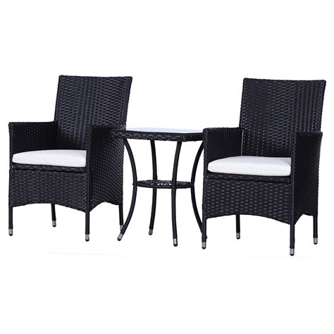 Outsunny Rattan Effect Seater Bistro Set Black Wilko