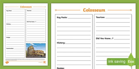 Colosseum Fact File Template Profesor Hizo Twinkl