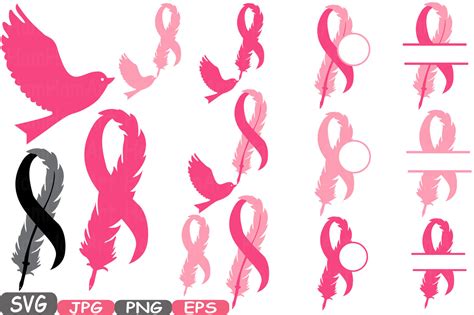 Feather Cancer Ribbon Svg