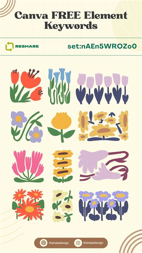 FREE Simple Organic Tileable Flower Element Illustration Set Set