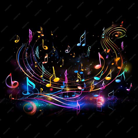 Premium AI Image | arafed image of a group of musical notes on a black