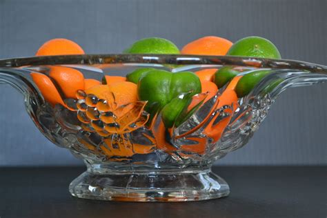 Home And Living Dining And Serving Vintage Glass Fruit Footed Bowl Fruit Design Scalloped Brim Bowls