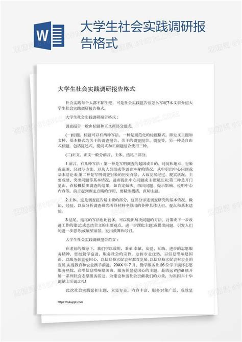 大学生社会实践调研报告格式word模板免费下载编号13ja0mo9z图精灵