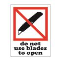 3 X 4 Do Not Use Blades To Open Labels White With Black Red Print