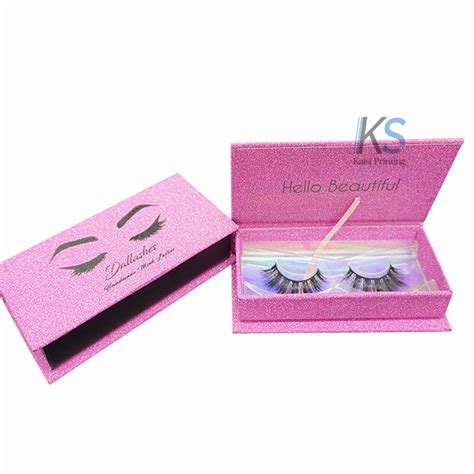 Eyelash Packaging Box Custom Glitter Pink Empty Cardboard Box For