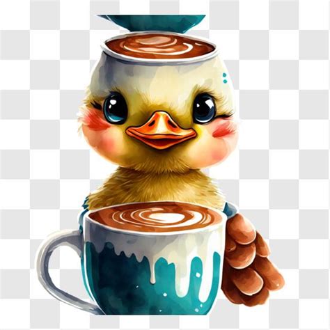 Download Happy Duck Drinking Coffee - Cute Animal Stock Photo PNG ...