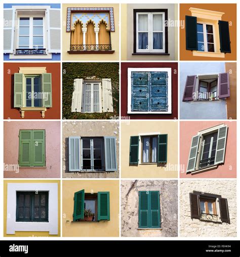 Old Fashioned Windows In Mediterranean Style Stock Photo Alamy