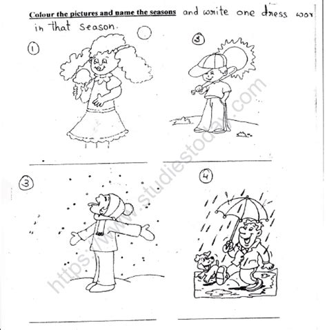 Cbse Class 1 Evs Seasons Worksheet Set A