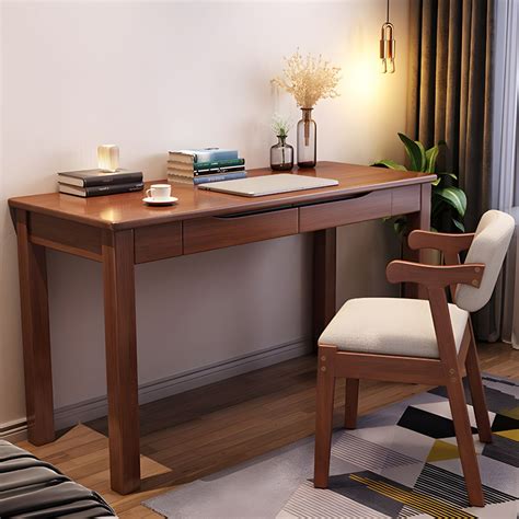 Modern Parsons Base Bedroom Office Desk Solid Wood Writing Desk With