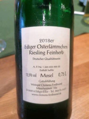 Clemens Ferdinand Ediger Osterlämmchen Riesling Feinherb Vivino US