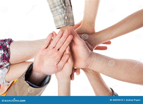 Construction Worker Stacking Hands Stock Photo - Image of female ... 