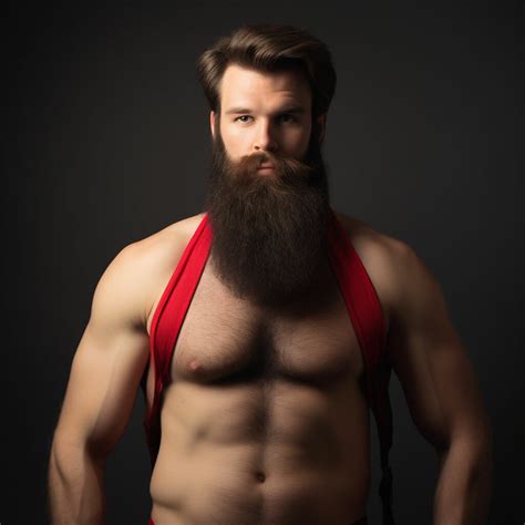 "Carlson with a beard and a red thong" — image created in Shedevrum