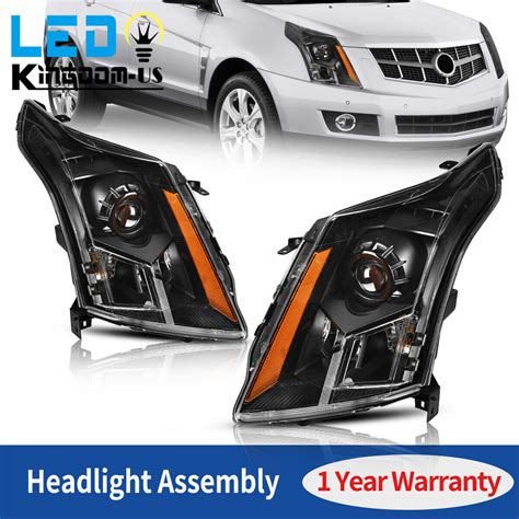 Black Halogen Projector Headlights For 2010 2016 Cadillac Srx Pair Headlamps Ebay