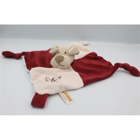 Doudou Plat Chien Rouge Rose Blanc Rodadou Roda