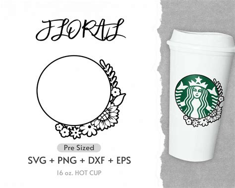 16oz Flower Hot Cup Svg Full Wrap Hot Cup Svg Wildflower Etsy
