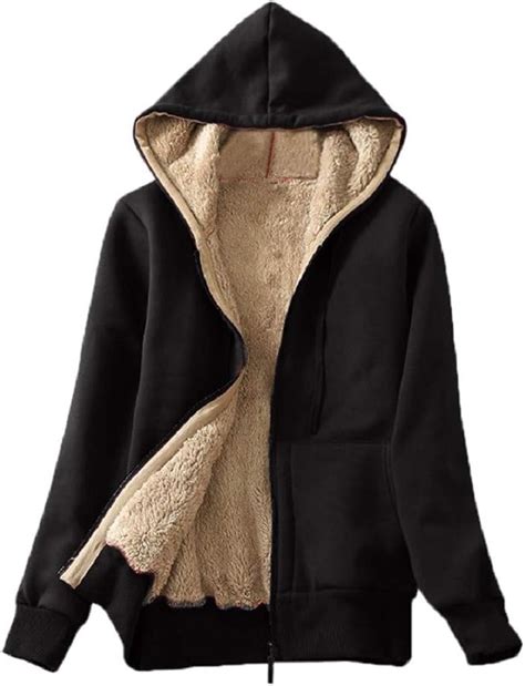 Bluelucon Damen Fleece Sherpa Lined Sweatshirt Kapuzenjacke Hoodie Sherpa Fleece Innenfutter