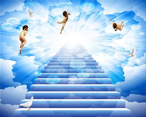 Beibehang Custom 3d Mural Blue Sky White Clouds Angel Blessing