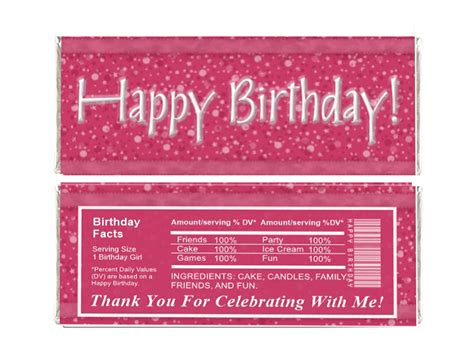 Birthday Candy Bar Wrappers