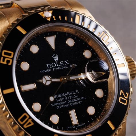 Rolex Submariner Ln Mm Solid Gold Black Dial Watch