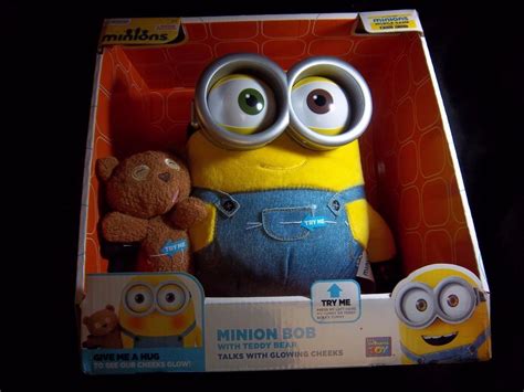 NEW MINION BOB with TEDDY BEAR - Plush Figure TALKS WITH GLOWING CHEEKS ...