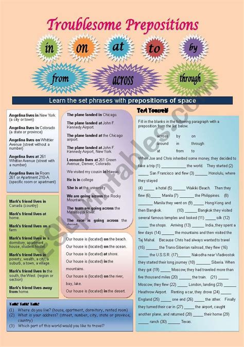 Troublesome Preposition 1 Esl Worksheet By N Aurelio