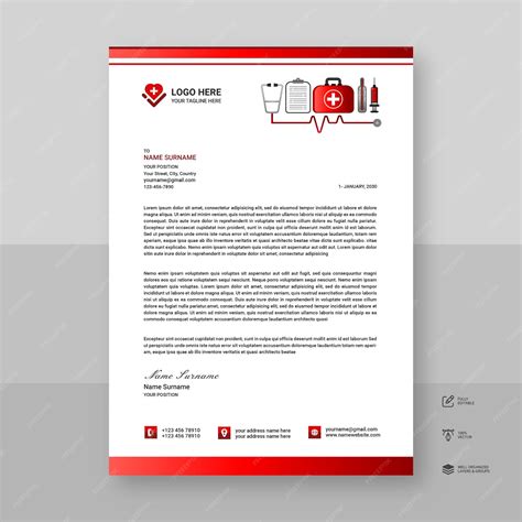 premium vector medical doctor hospital letterhead format design