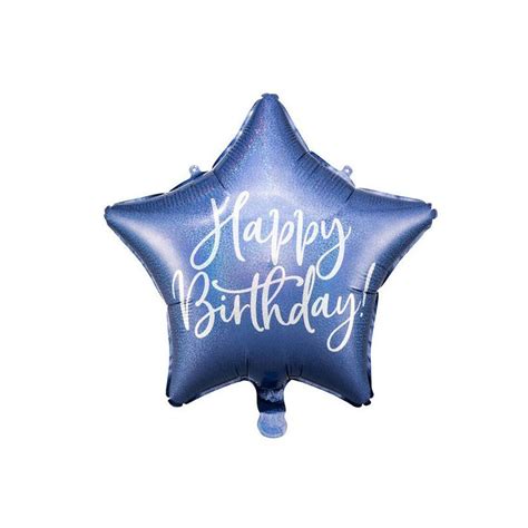 Palloncino Foil Happy Birthday Cm Blu Navy Forma Di Stella Fb