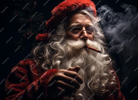 Premium Ai Image Santa Claus Wearing Sunglasses Smoking A Cigar And