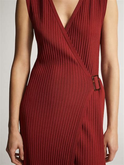 Crossover Knit Dress Women Massimo Dutti Vestido De Trico