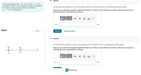 Solved Two Point Charges Q134μc And Q2−17μc Are Placed