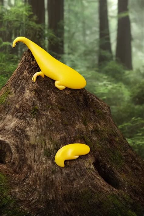 A Brilliant Yellow Banana Slug With Deer Antlers Stable Diffusion