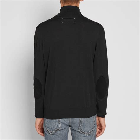 Maison Margiela 14 Cut Out Elbow Patch Turtle Neck Knit Black END US