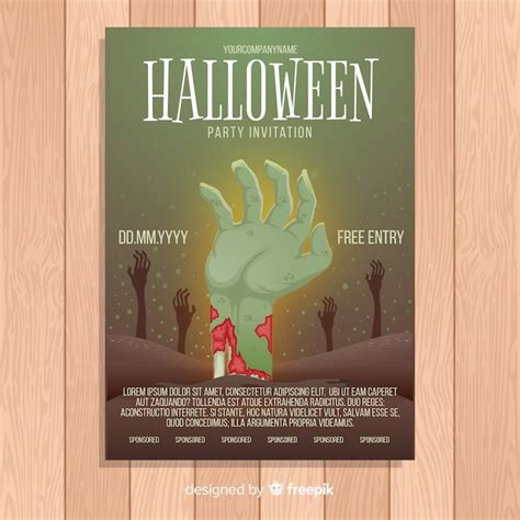 Free Vector Spooky Halloween Party Poster With Flat Design