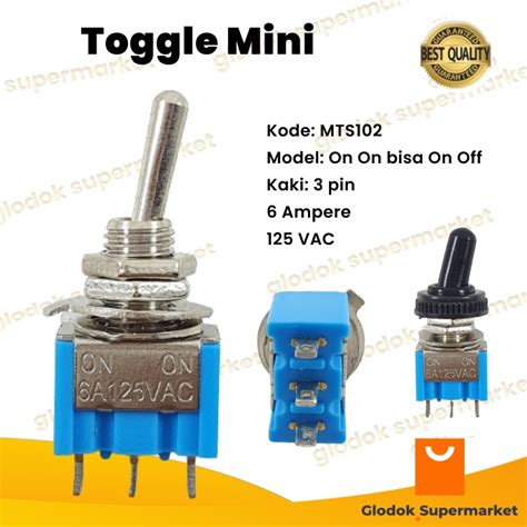 Jual Toggle Switch Mini 3 Pin On Off MTS102 Saklar Togle Kecil On On