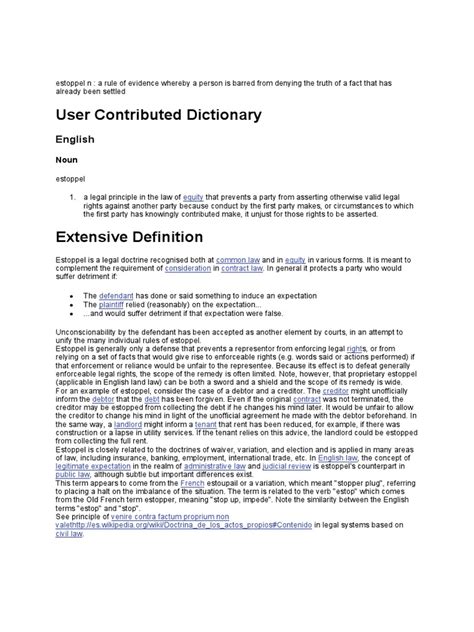 Estoppel in Pays Definition | Estoppel | Comparative Law