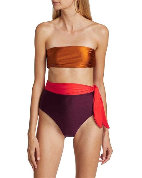 Zimmermann Colorblocked Two Piece Bikini Set In Red Lyst