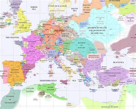 Europe In 1400 By Euratlas Maps On The Web Europe Map Political