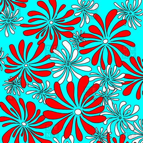 Swirly Flower Aqua Red Shower Curtain Madart Inc