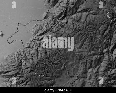 Canar Province Of Ecuador Grayscale Elevation Map With Lakes And