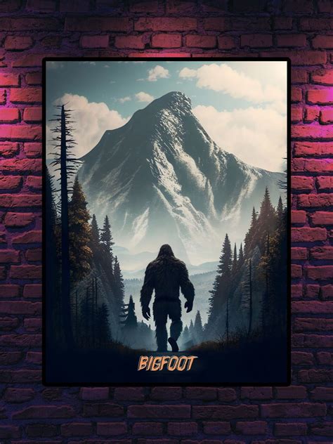 Bigfoot Art Cryptid Bigfoot Poster Sasquatch Wall Art Creature