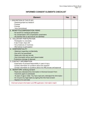 Fillable Online Siena College Institutional Review Board Fax Email