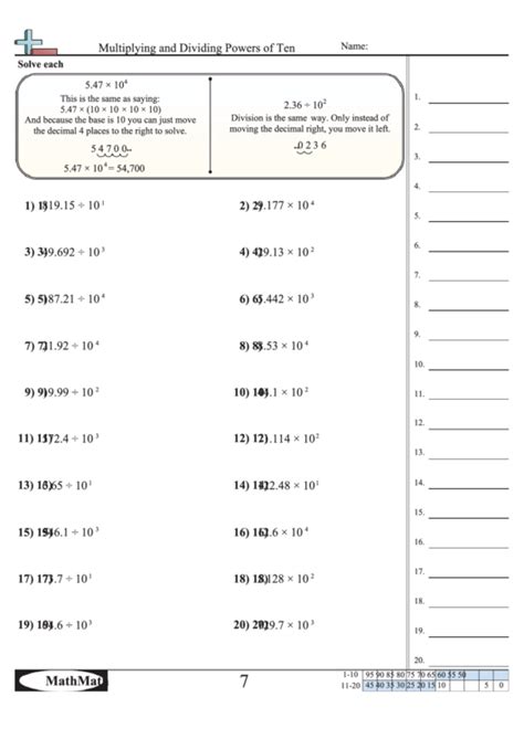 Multiplying Powers Of 10 Worksheet