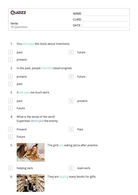 50 Verbs Worksheets For 5th Grade On Quizizz Free And Printable