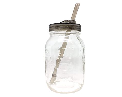 Ball Glass Mason Drinking Quart Jar With One Piece Sip Lid And Straw 32oz