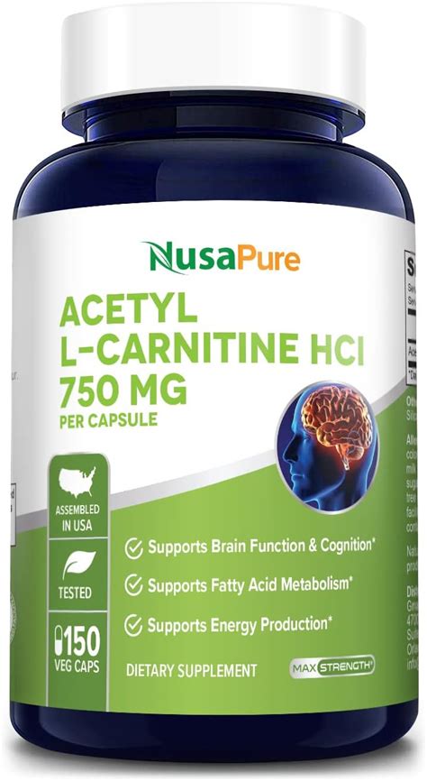 Amazon Acetyl L Carnitine 750mg Per Caps 150 Veggie Capsules Non