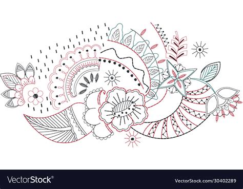 Emroidery Fashion Flower Design Royalty Free Vector Image